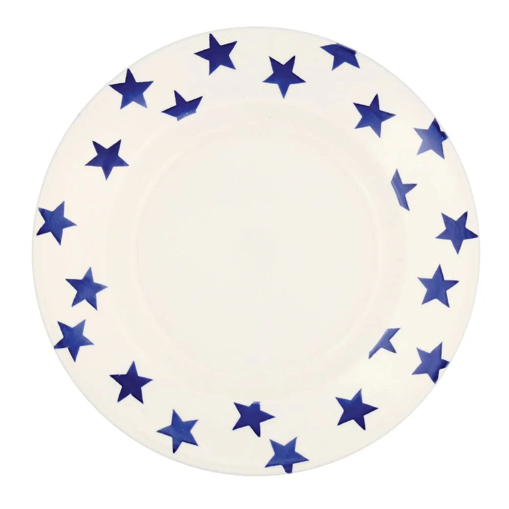 Emma Bridgewater Blue Star 10½ inch ceramic plate with a blue star pattern and classic design, shown on a white background.
