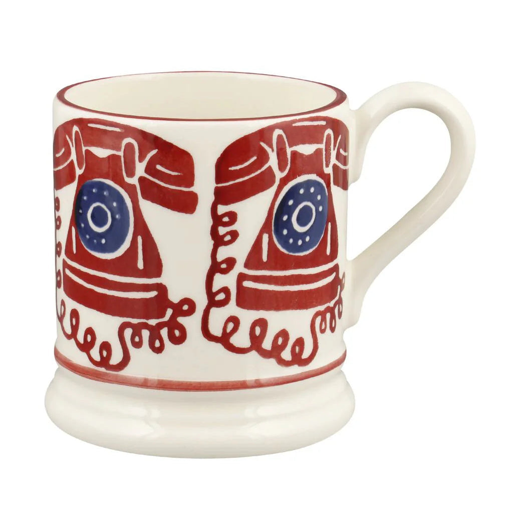 Emma Bridgewater London Icons Telephone ½ Pint Mug featuring iconic London telephone design and classic pottery style.