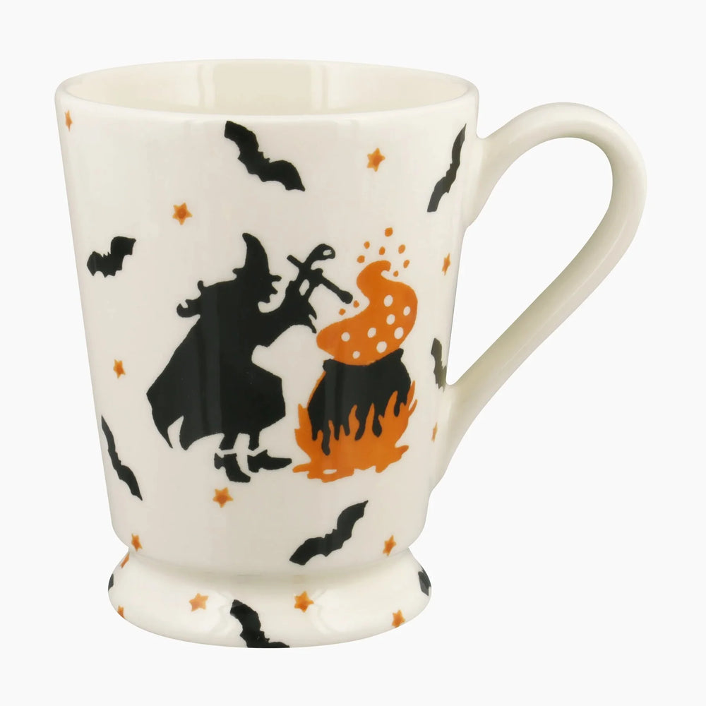 Emma Bridgewater Wise Witches cocoa mug with witch illustrations, ceramic drinkware for hot beverages, featuring colorful witch designs.