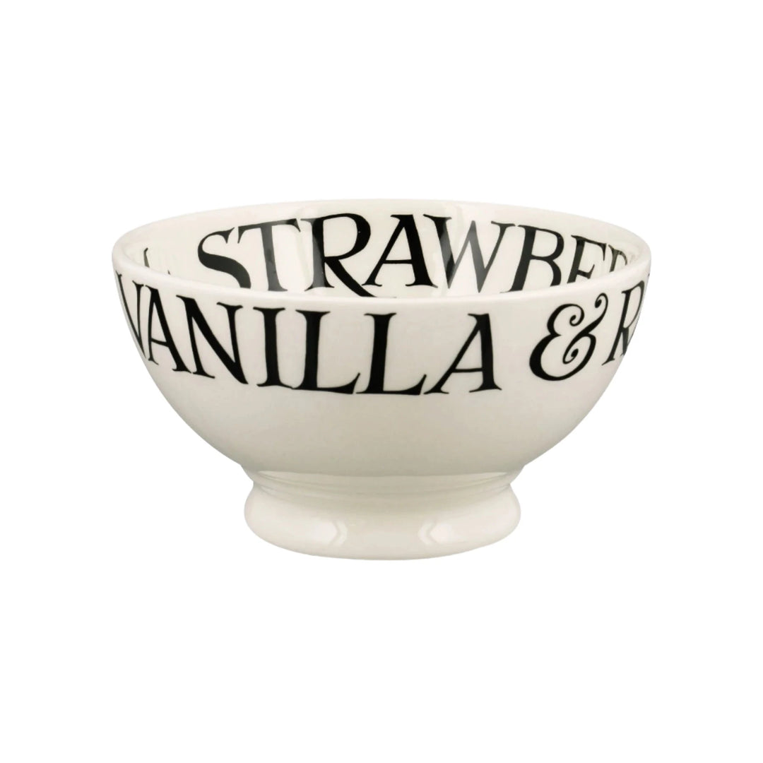 Emma Bridgewater Black Toast strawberries and cream French bowl with floral pattern and elegant design.