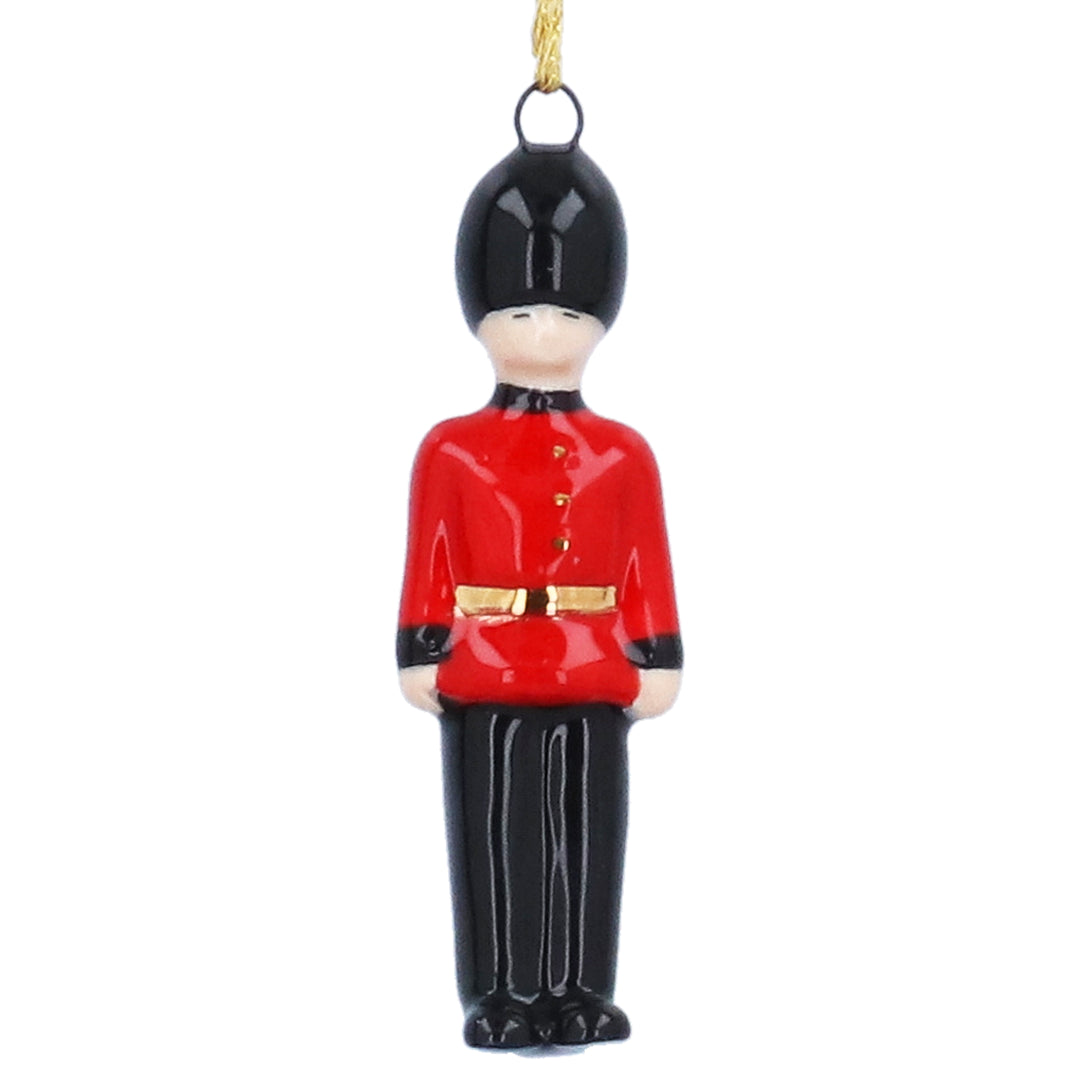 Gisela Graham London Guard ceramic Christmas decoration, detailed figurine with traditional uniform, ideal for holiday decor.