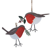 Gisela Graham Tin Robin Christmas Tree Decoration