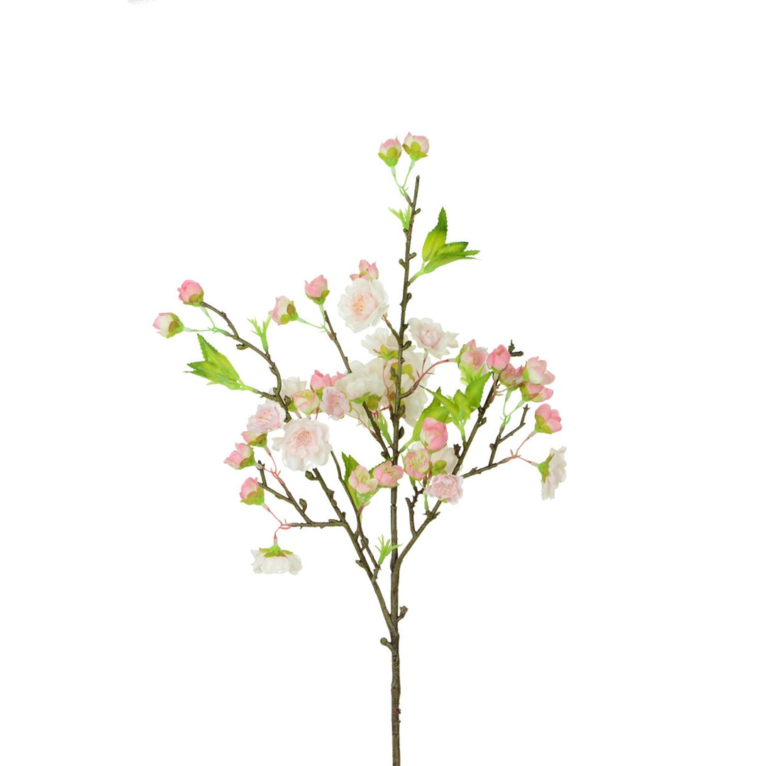 Artificial Fuji Blossom spray from Cornucopia Home and Gift, 48cm floral silk stem with vibrant pink blossoms.