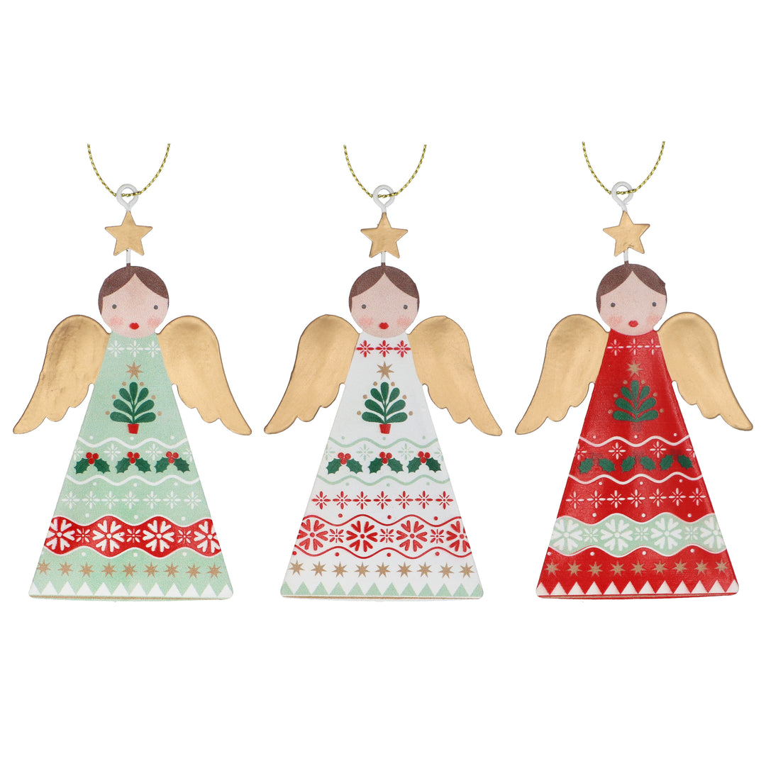 Gisela Graham Tin Alpine Angel Christmas Tree Decoration 10cm