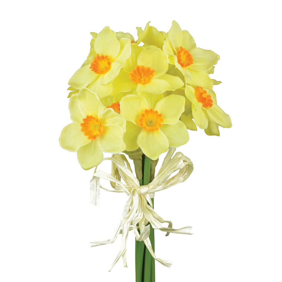 Faux daffodil flower bundle by Floralsilk from Cornucopia Worcester, featuring bright yellow daffodil blossoms in a natural arrangement.