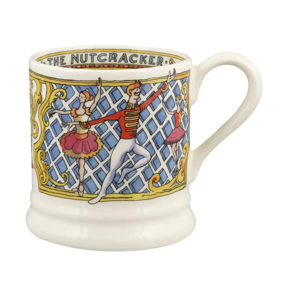 Emma Bridgewater Ballet Half Pint Mug featuring festive Christmas design with ballet-themed illustrations.