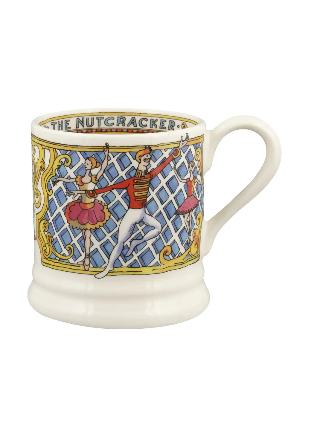 Emma Bridgewater Ballet Half Pint Mug featuring festive Christmas design with ballet-themed illustrations.