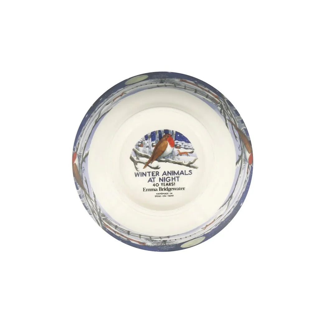 Emma Bridgewater Midnight Robin small Christmas bowl with festive robin and holly design on ceramic, perfect for holiday tableware.