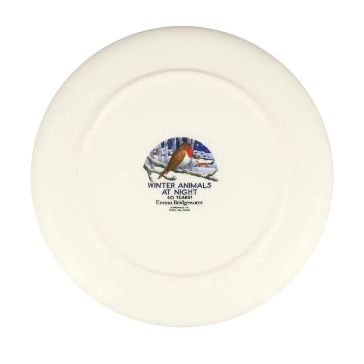 Emma Bridgewater Midnight Robin flat serving plate with festive robin and midnight blue design, ideal for Christmas tableware.