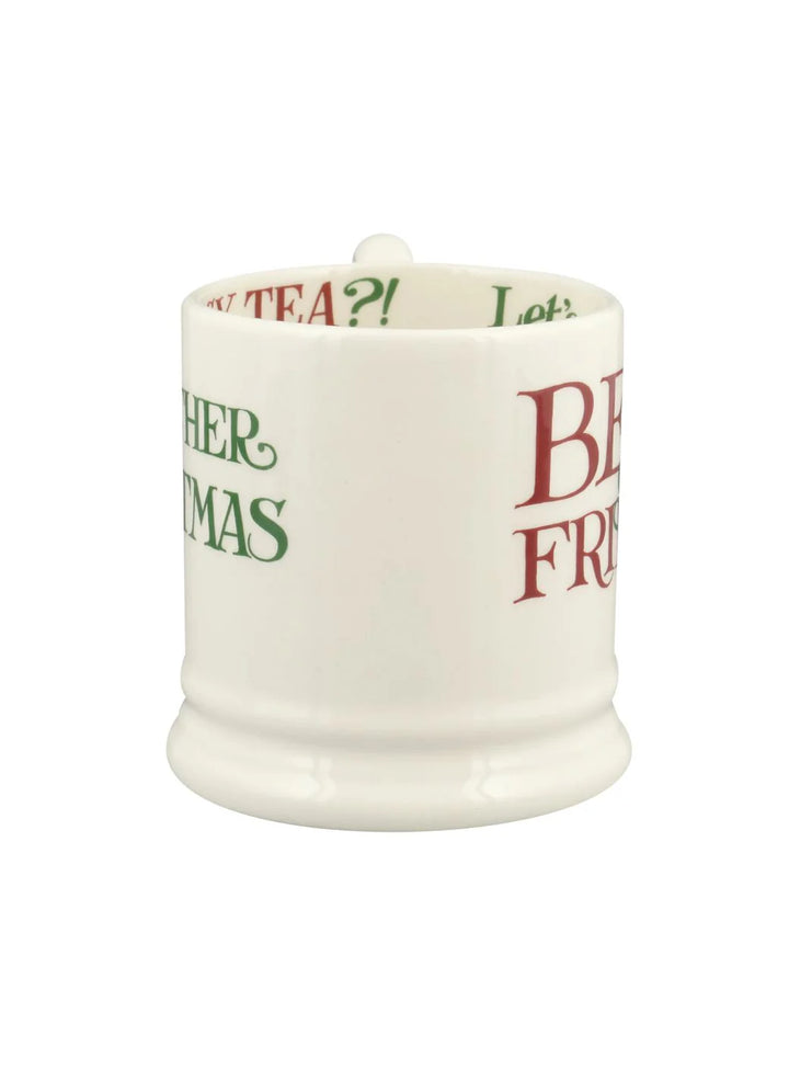 Emma Bridgewater Christmas Toast best of friends 1/2 pint mug with festive toast and friends design, ceramic holiday drinkware.