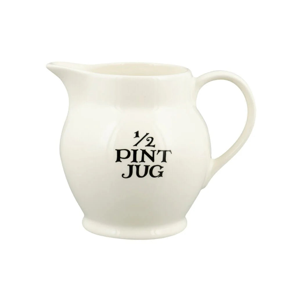 Emma Bridgewater Black Toast ½ Pint ceramic jug with black toast pattern, perfect for kitchen or table decor.