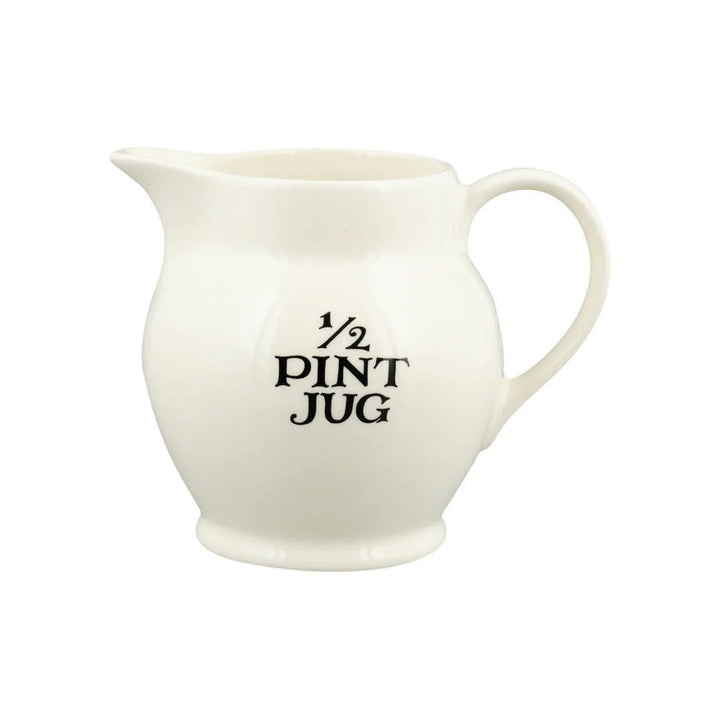 Emma Bridgewater Black Toast ½ Pint ceramic jug with black toast pattern, perfect for kitchen or table decor.