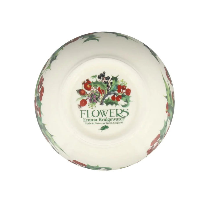 Emma Bridgewater Holly Medium Old Bowl with festive Christmas Holly design, ceramic bowl featuring traditional holiday pattern.