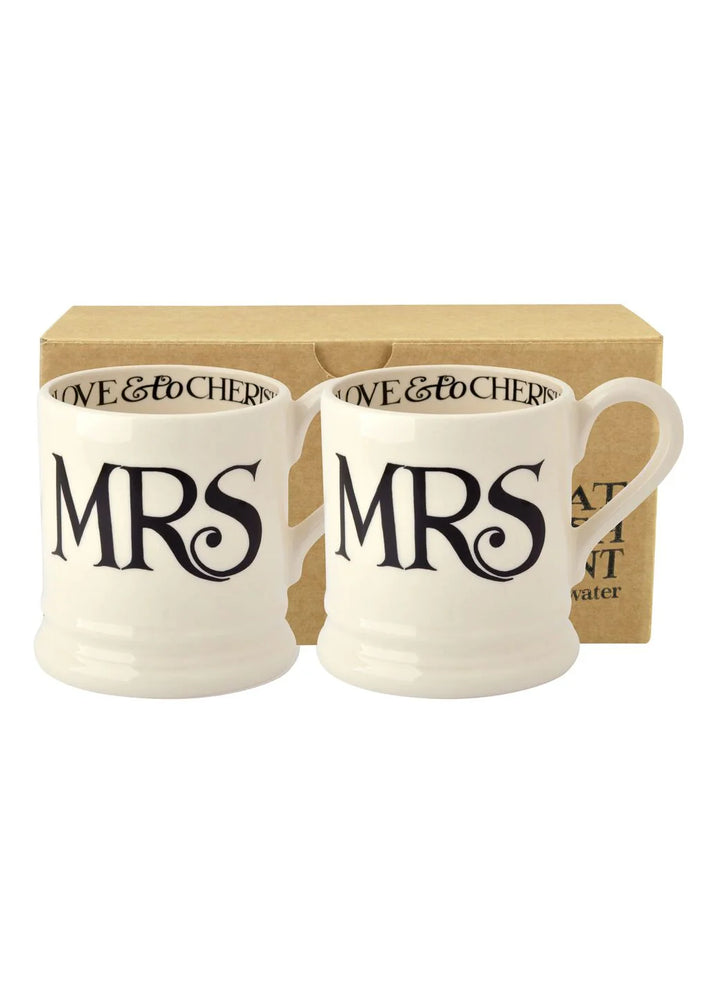 Black Toast Mrs &amp; Mrs 1/2 Pint Mugs (set of 2)