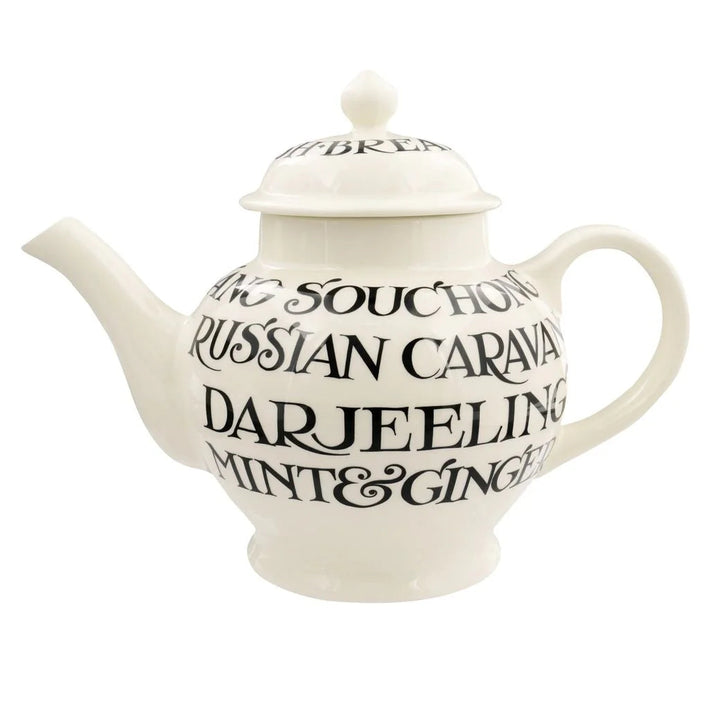 Emma Bridgewater Black Toast 4-mug teapot in a box, featuring the iconic black toast design on ceramic teaware.
