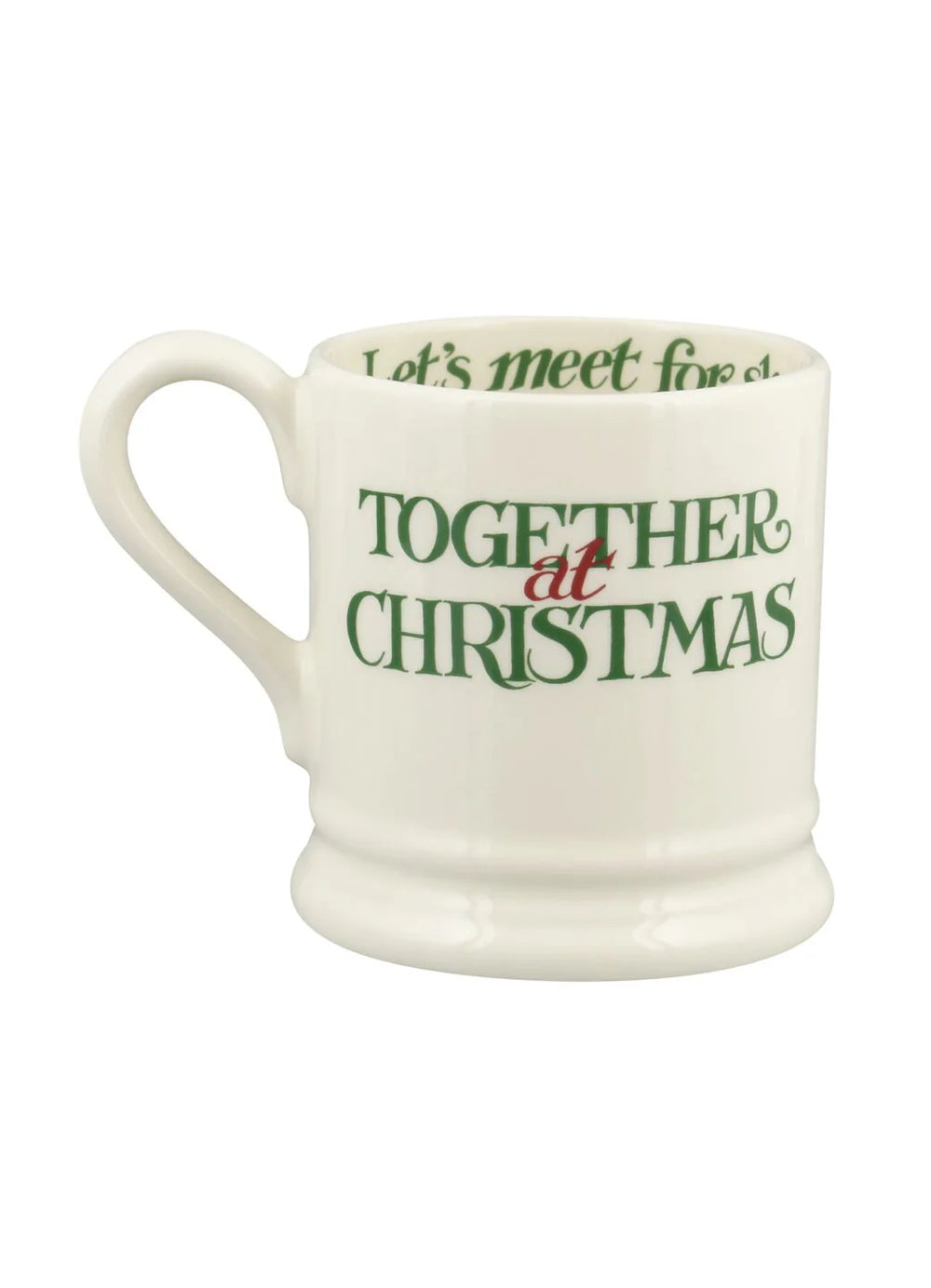 Emma Bridgewater Christmas Toast Best Of Friends half-pint ceramic mug with festive toast and friends design, holiday-themed decoration.