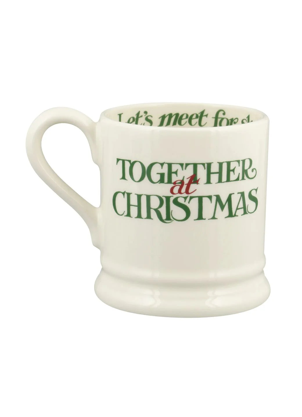 Emma Bridgewater Christmas Toast Best Of Friends half-pint ceramic mug with festive toast and friends design, holiday-themed decoration.