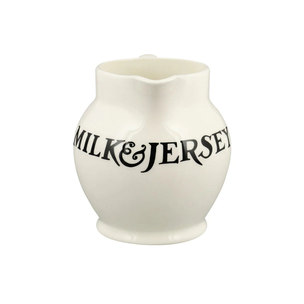 Emma Bridgewater Black Toast Jersey Cream ½ Pint Jug with black toast pattern and cream background, ceramic tableware for serving.