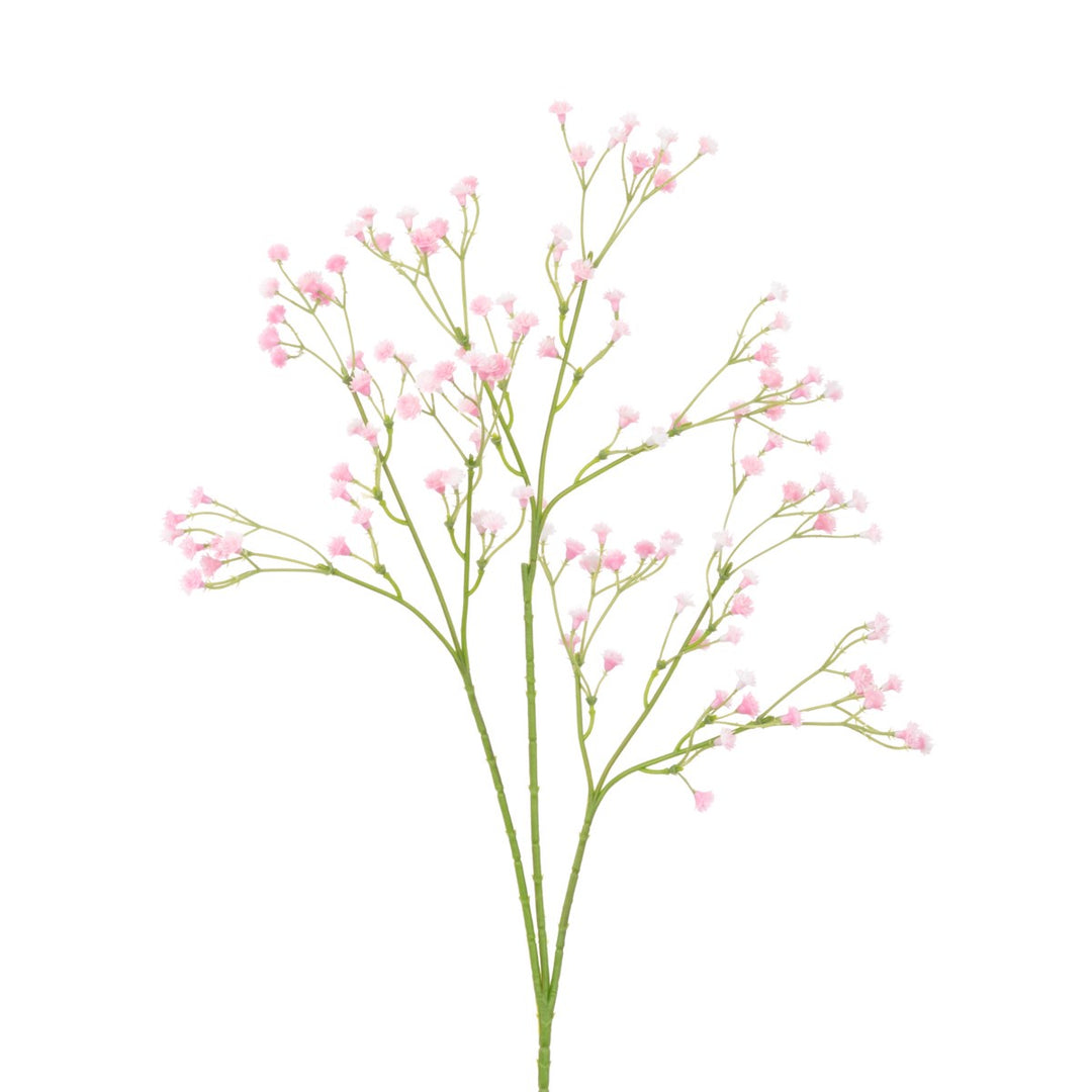 Pink Gypsophila Spray from Floralsilk by Cornucopia Home and Gift, featuring delicate pink flower stems with lush green foliage.