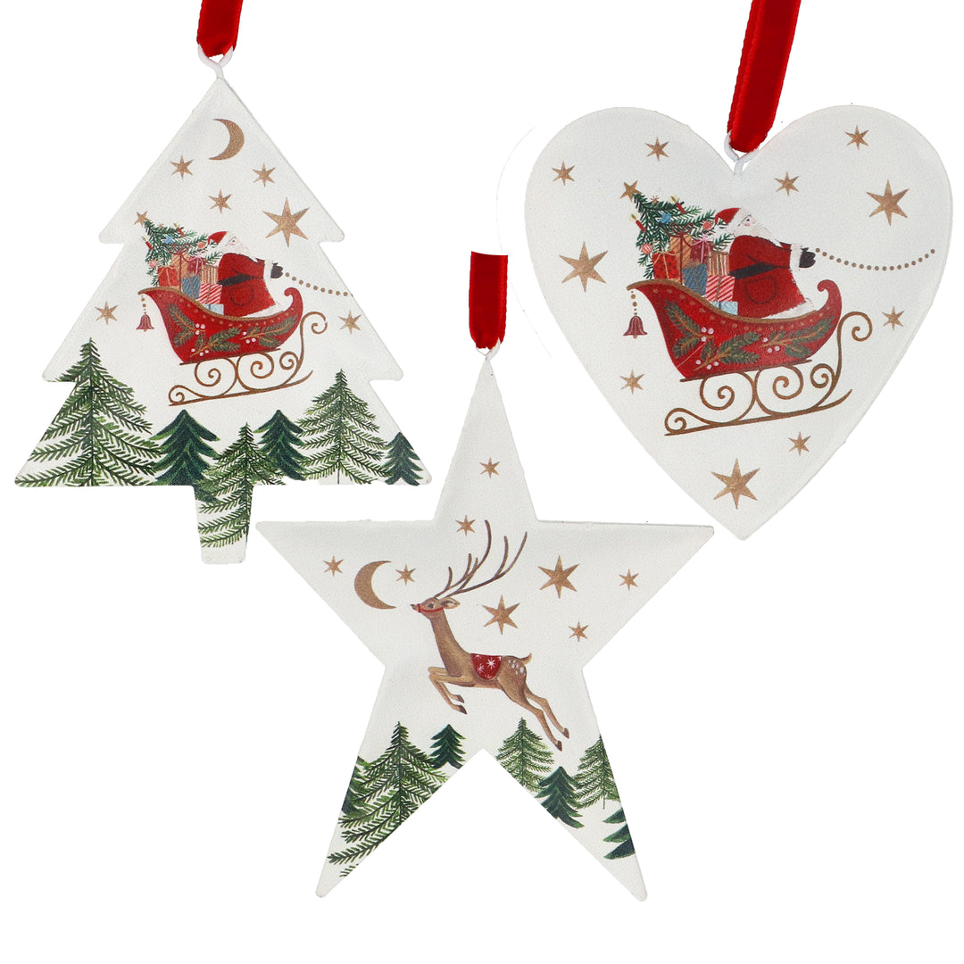 Nostalgia Sleigh Metal Christmas Decoration 12cm (Design May Vary)