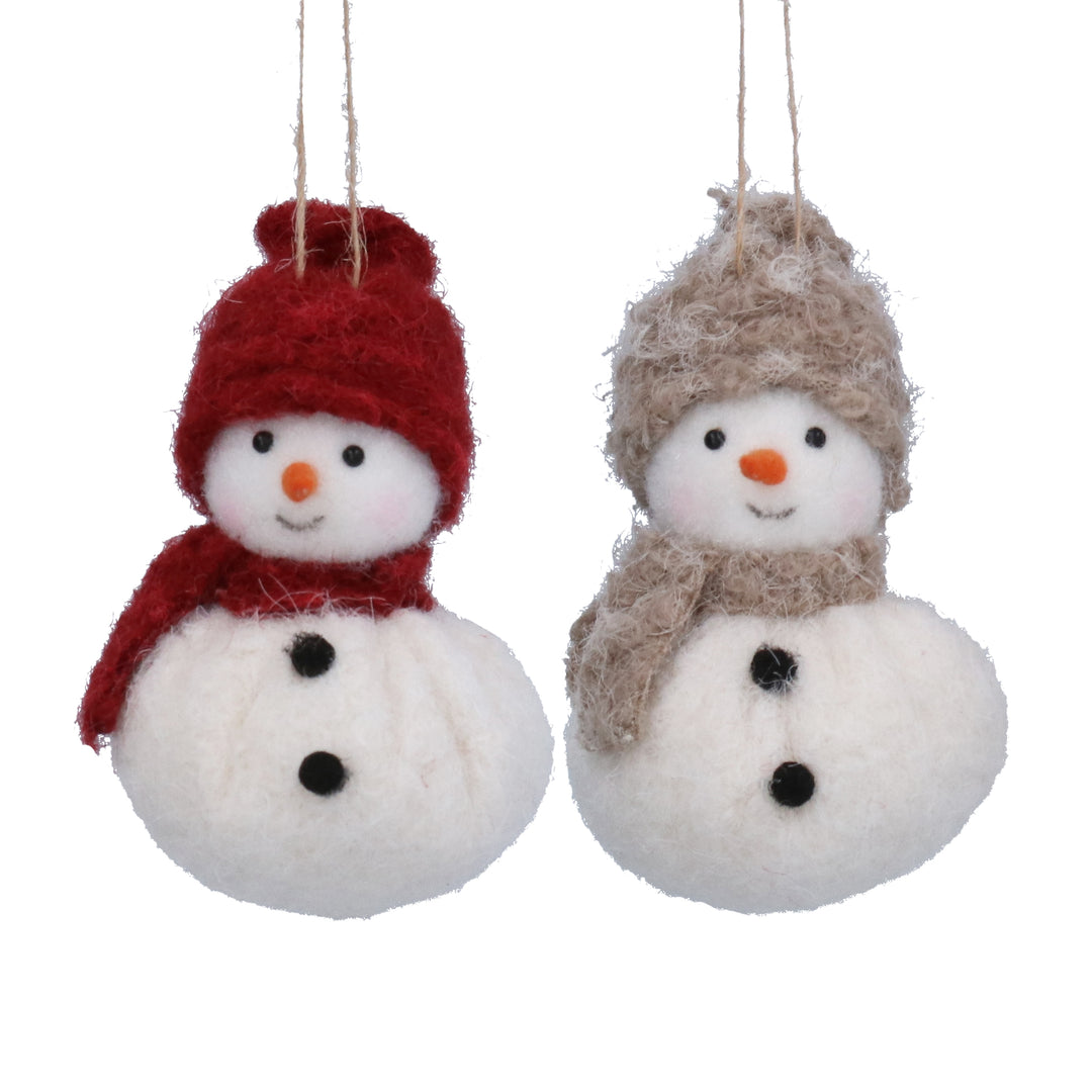 Snowman with Hat and Scarf Fabric Christmas Decoration 10cm (Design May Vary)