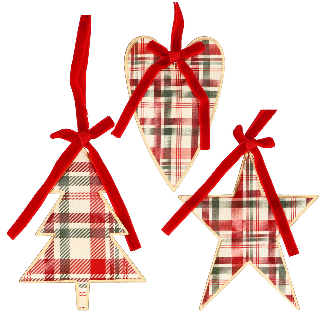 Tin Woodland Plaid Christmas Tree Decoration 12cm