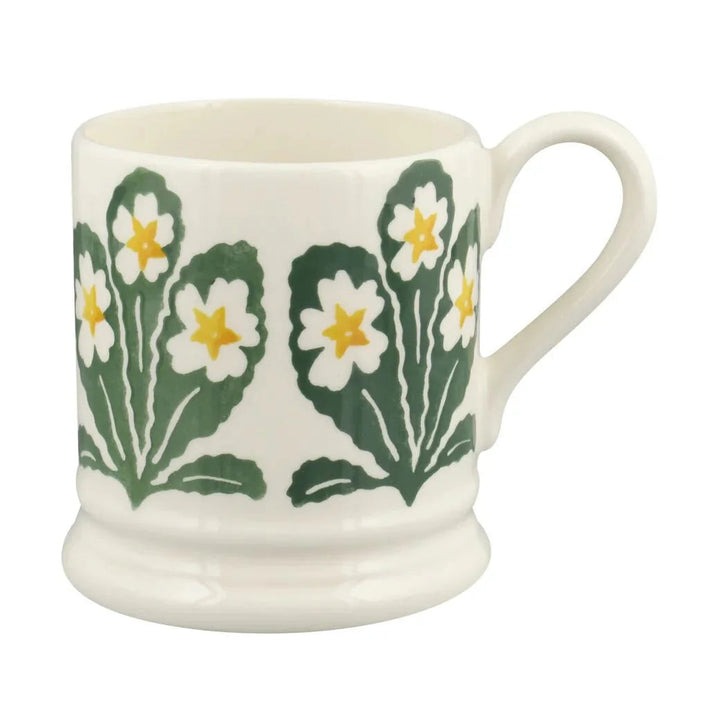 Emma Bridgewater Flowers Primrose ½ pint mug with colorful floral pattern and a sturdy ceramic handle.