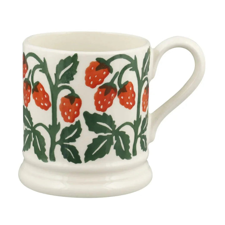 Emma Bridgewater Raspberries ½ Pint Mug with raspberry pattern and classic design, white ceramic mug for beverages.