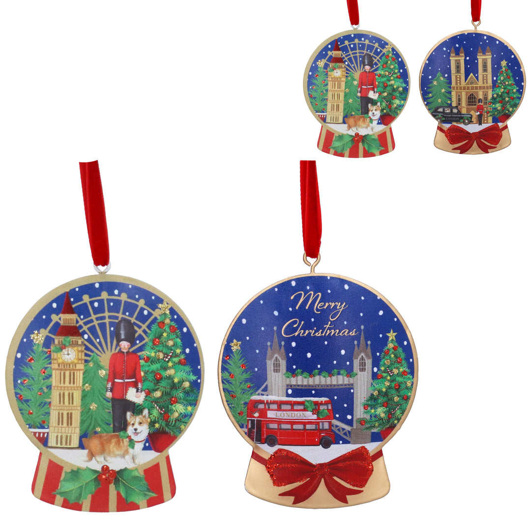 London Scene Dome Tin Christmas Decoration 9cm