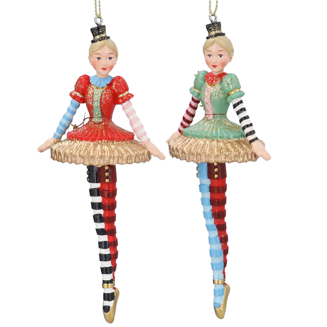 Gold Glitter Circus Fairy Resin Christmas Decoration 14cm (Design May Vary)