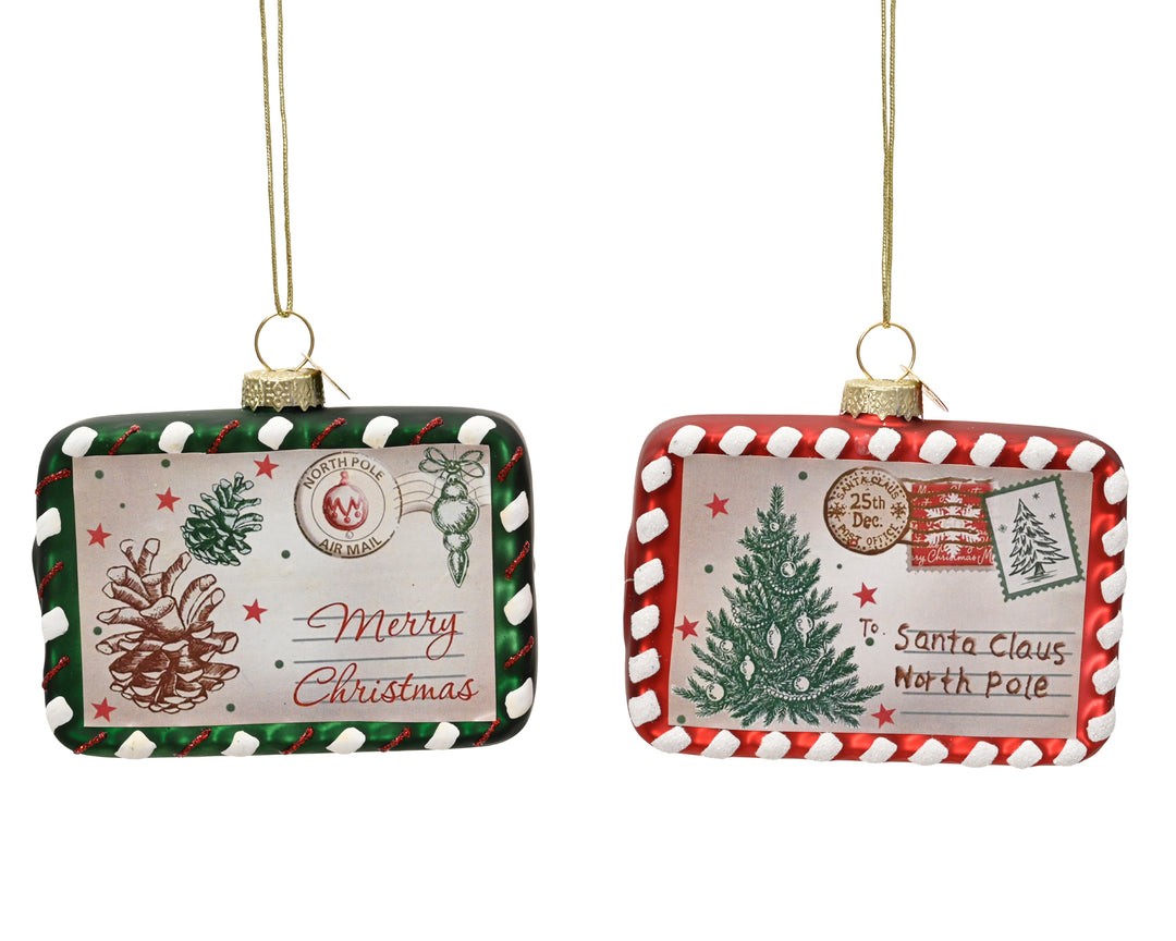 Vintage Christmas Postcard Hanging Decorations - 2 Assorted Designs