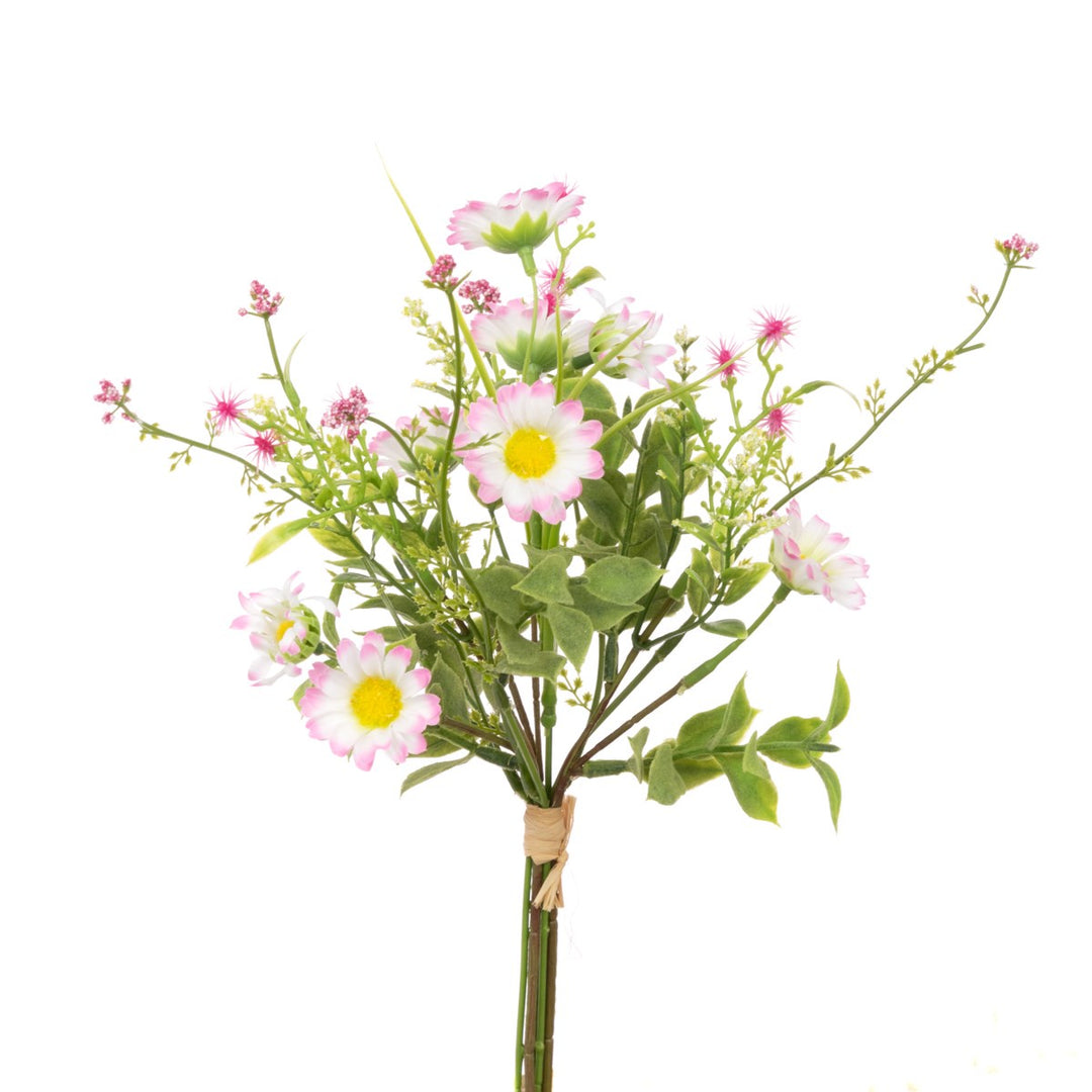 Pink Daisy Mix Bundle from Floralsilk by Cornucopia Home and Gift, featuring realistic pink daisies with green foliage.