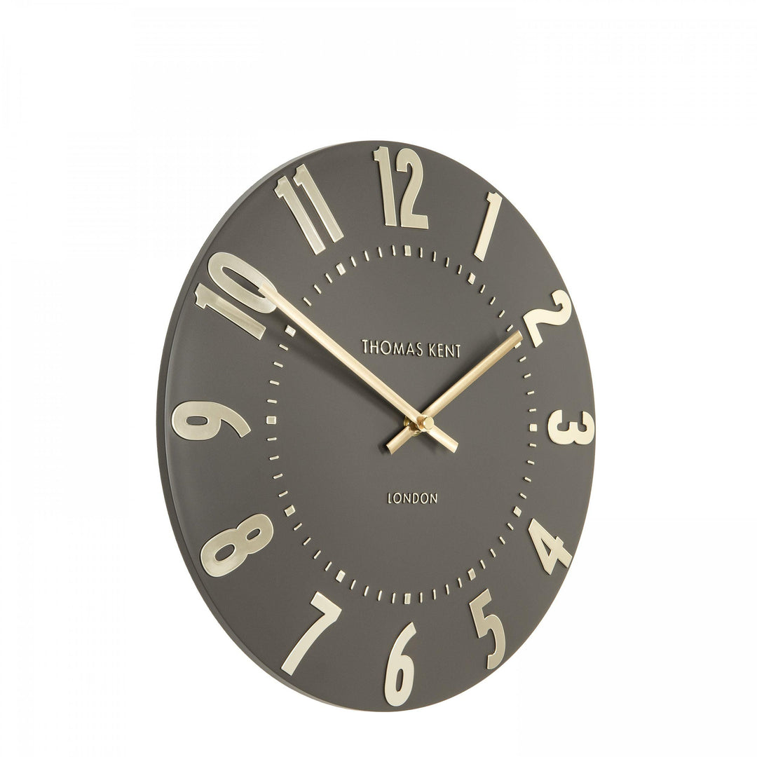 12-foot Mulberry wall clock in espresso finish, featuring a large round design with modern style for art marketing display.