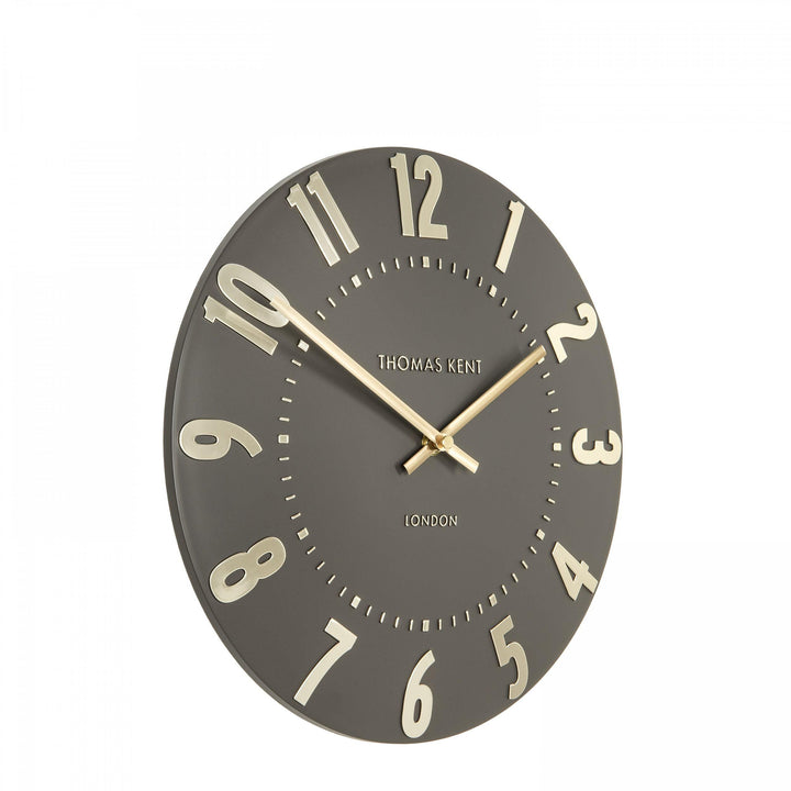 12-foot Mulberry wall clock in espresso finish, featuring a large round design with modern style for art marketing display.
