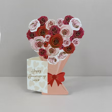 Heyy Anniversary Roses Card by Cornucopia Home and Gift featuring a floral design with romantic roses on a decorative card.