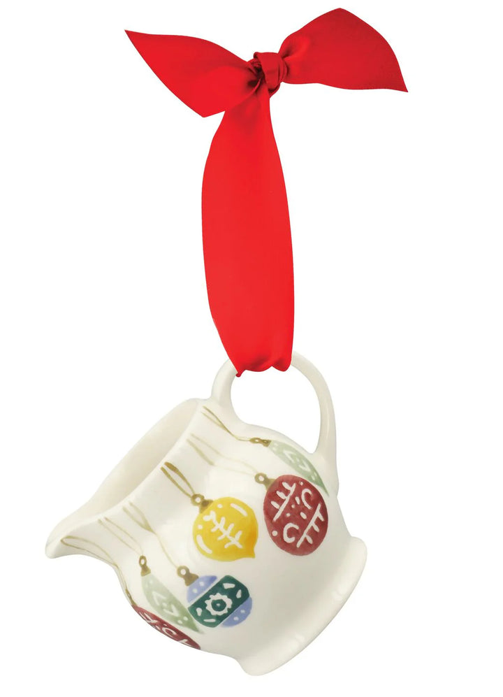 Emma Bridgewater Christmas Tiny Jug Baubles in a box, featuring festive ceramic Christmas-themed decorations.