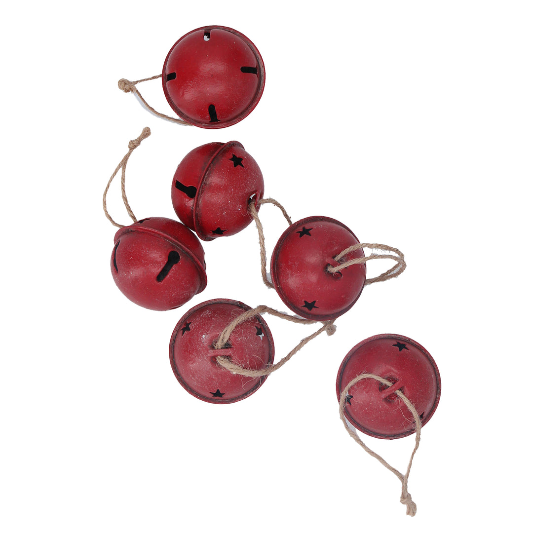 Red Metal Jingle Bells - Bag of 6