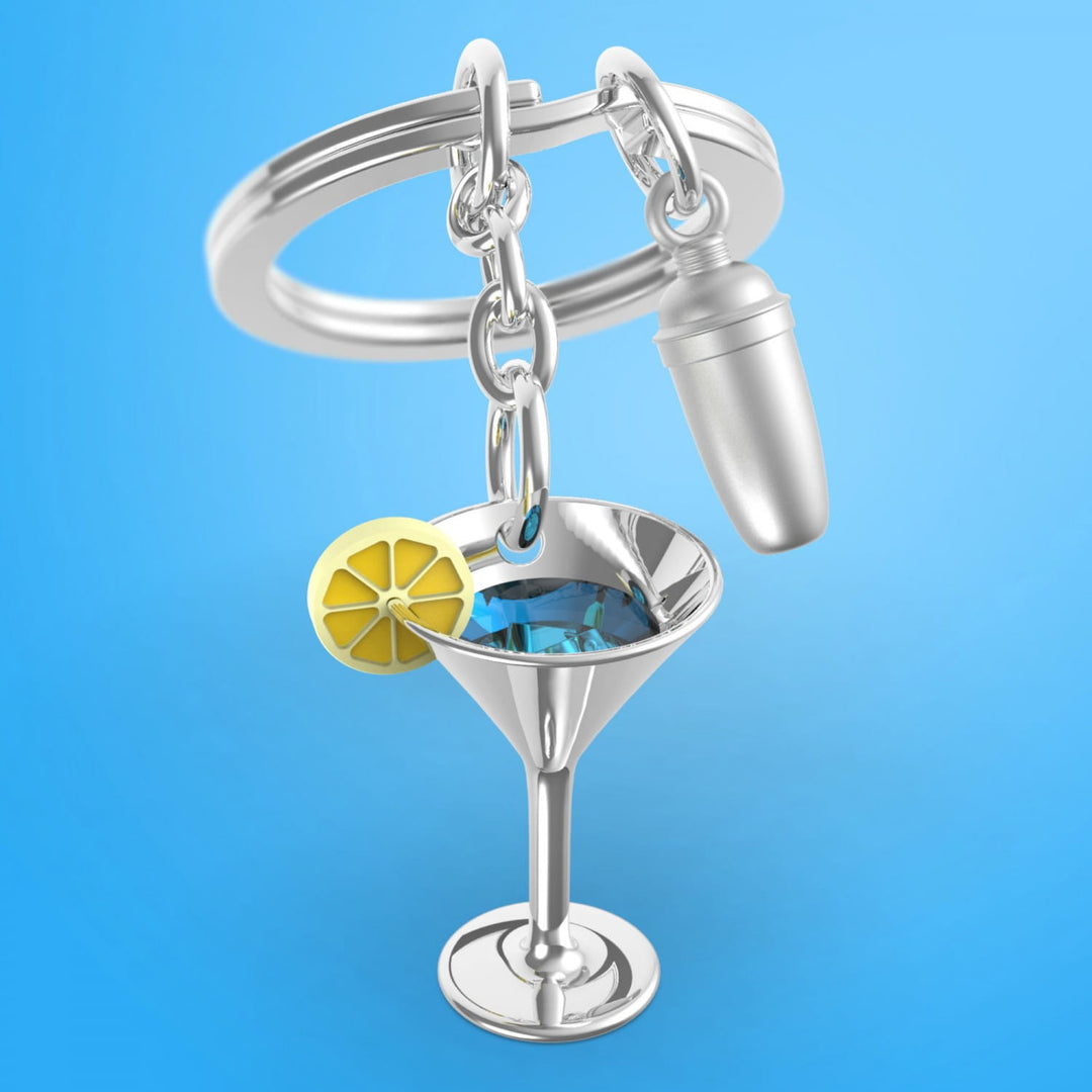 Cocktail Glass &amp; Shaker Keyring