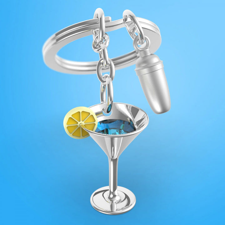 Cocktail Glass &amp; Shaker Keyring