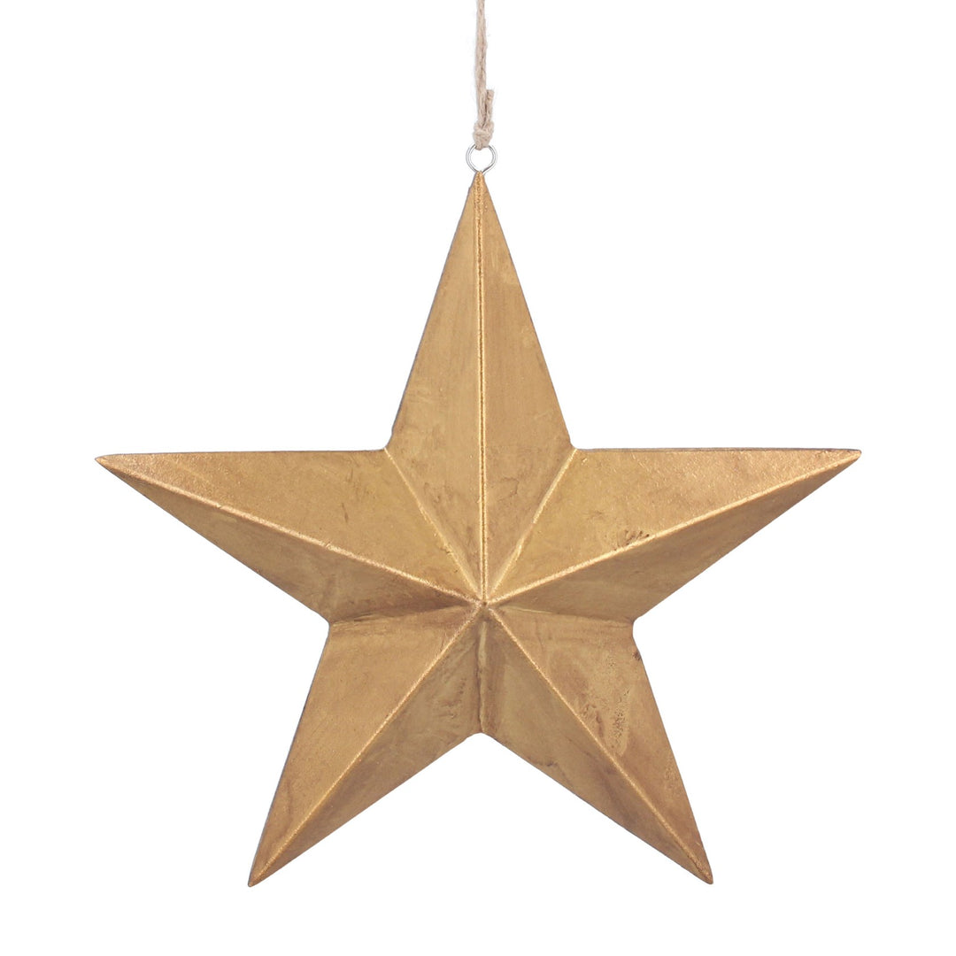 Large Old Gold 5-Point Star Christmas decoration by Gisela Graham, featuring a festive star design for holiday decor.