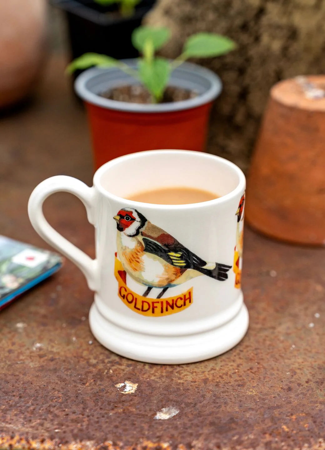 Emma Bridgewater Birds Goldfinch ½ Pint Mug with goldfinch bird illustration and floral design on ceramic mug.