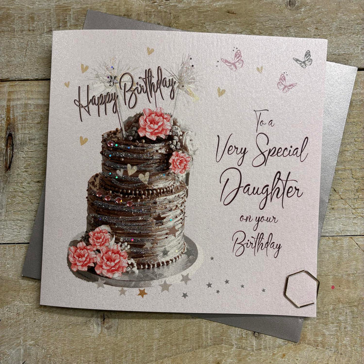Daughter Big Cake Sparklers Birthday Card