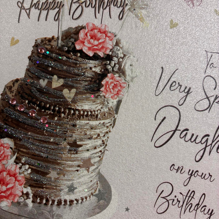 Daughter Big Cake Sparklers Birthday Card