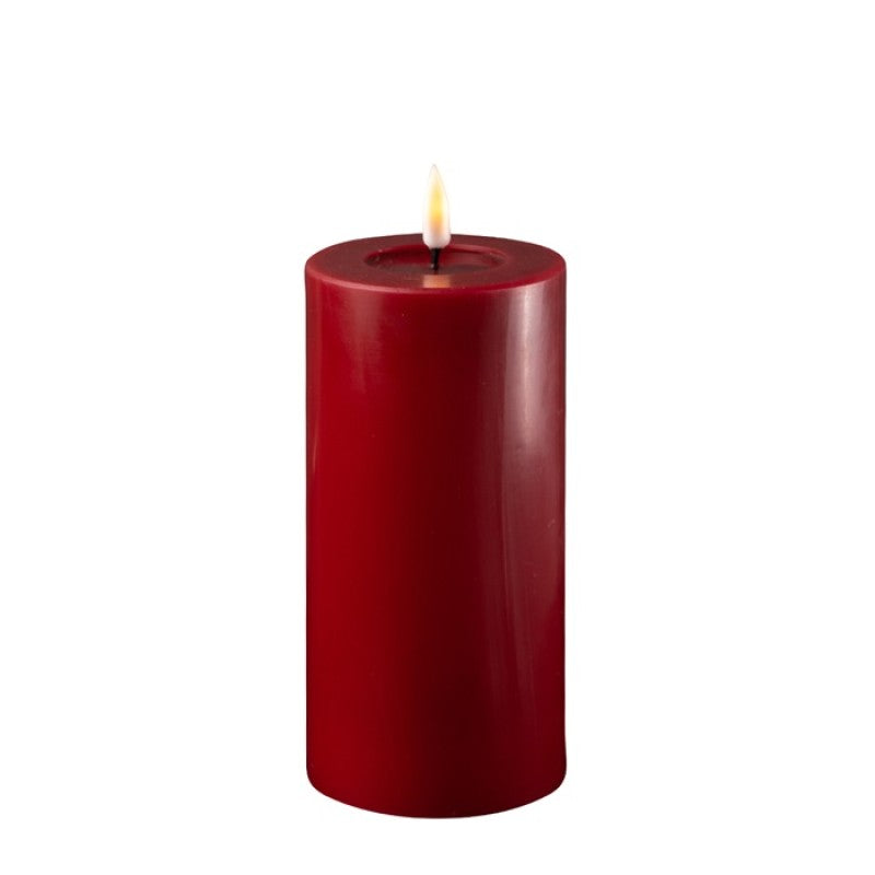 Bordeaux LED candle by Cornucopia Home and Gift, Deluxe Home Art, measuring 7.5cm diameter and 15cm height, displayed on a surface
