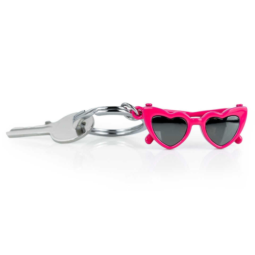 Pink Heart Shaped Sunglasses Keyring