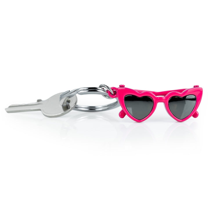Pink Heart Shaped Sunglasses Keyring