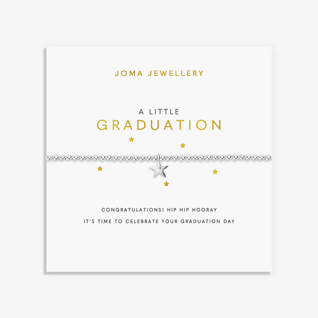 Silver "A Little Graduation" bracelet by Joma Jewellery featuring a delicate charm on a fine chain.