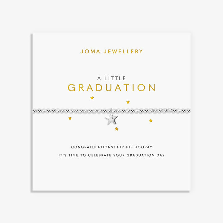 Silver "A Little Graduation" bracelet by Joma Jewellery featuring a delicate charm on a fine chain.