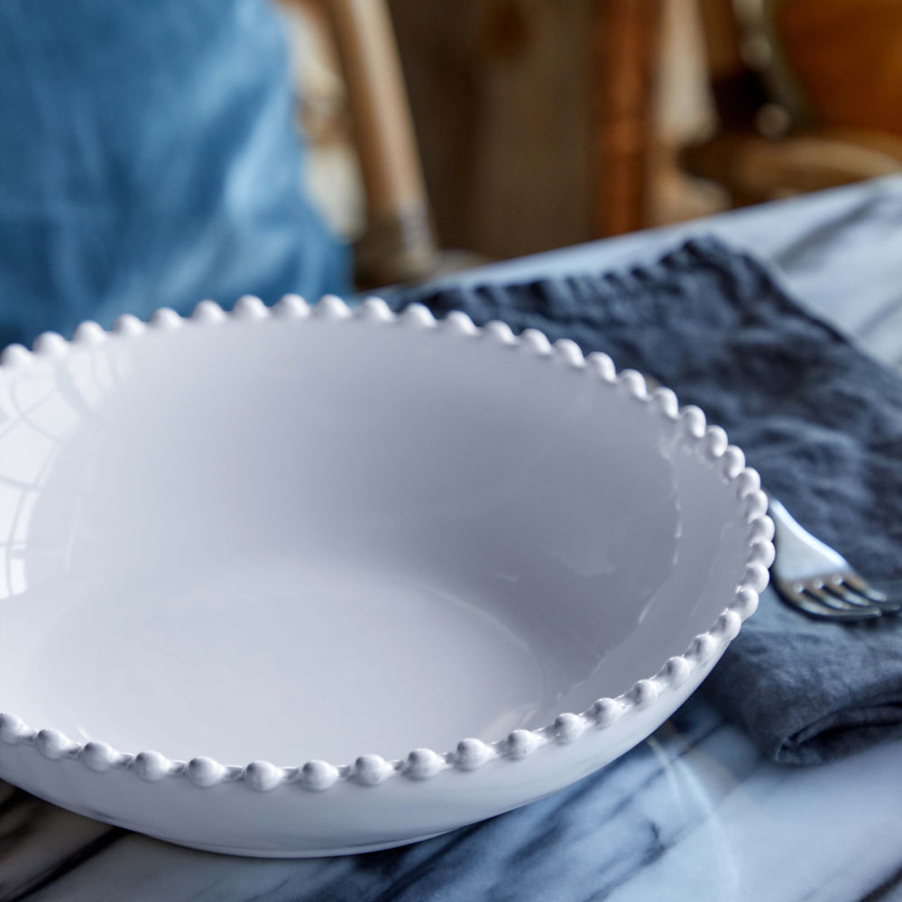 Pearl white pasta bowl by Cornucopia Worcester from My Gifts Trade, featuring a smooth ceramic finish and elegant design.