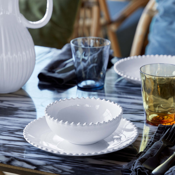 Pearl white ceramic bowl from My Gifts Trade by Cornucopia Worcester, showcasing smooth glossy finish and elegant design.